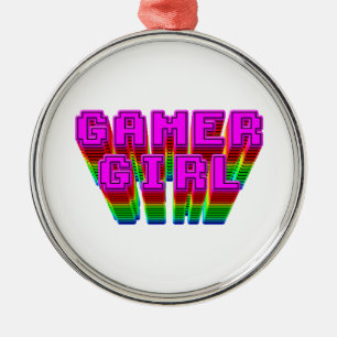 Gamer Girl Text Metal Tree Decoration