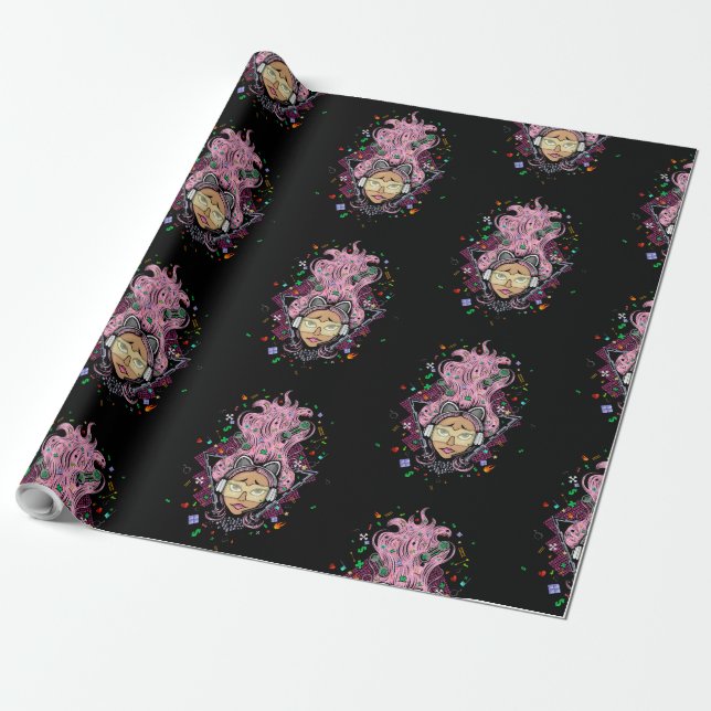 Gamer Girl Wrapping Paper (Unrolled)