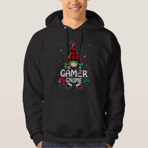 Gamer Gnome Buffalo Plaid Matching Family Christma Hoodie