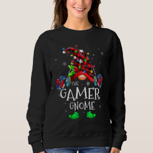 Gamer Gnome Buffalo Plaid Matching Family Christma Sweatshirt