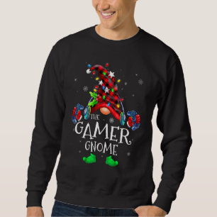 Gamer Gnome Buffalo Plaid Matching Family Christma Sweatshirt