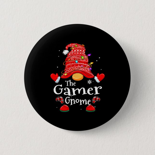 Gamer Gnome - Xmas Video Gamers Christmas Gnomes  6 Cm Round Badge (Front)