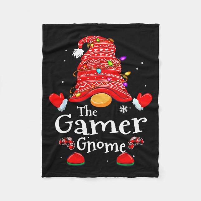 Gamer Gnome - Xmas Video Gamers Christmas Gnomes  Fleece Blanket (Front)