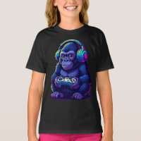 Gamer Gorilla with Headphones — Neon Gaming Vibes