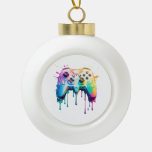 Gamer Graphic Video Game - Colourful Video Game Lo Ceramic Ball Christmas Ornament