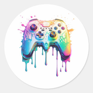 Gamer Graphic Video Game - Colourful Video Game Lo Classic Round Sticker