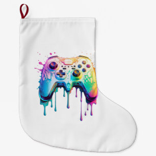 Gamer Graphic Video Game - Colourful Video Game Lo Large Christmas Stocking
