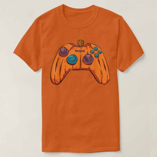 Gamer Halloween Jack O Lantern Controller Pumpkin  T-Shirt (Design Front)