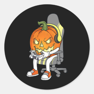 Gamer Halloween Jackolantern Scary Gaming Boys Kid Classic Round Sticker