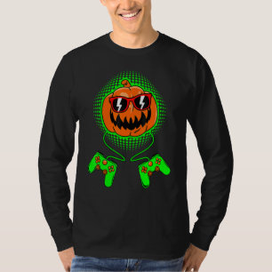 Gamer Halloween Jackolantern Scary Gaming Boys Kid T-Shirt