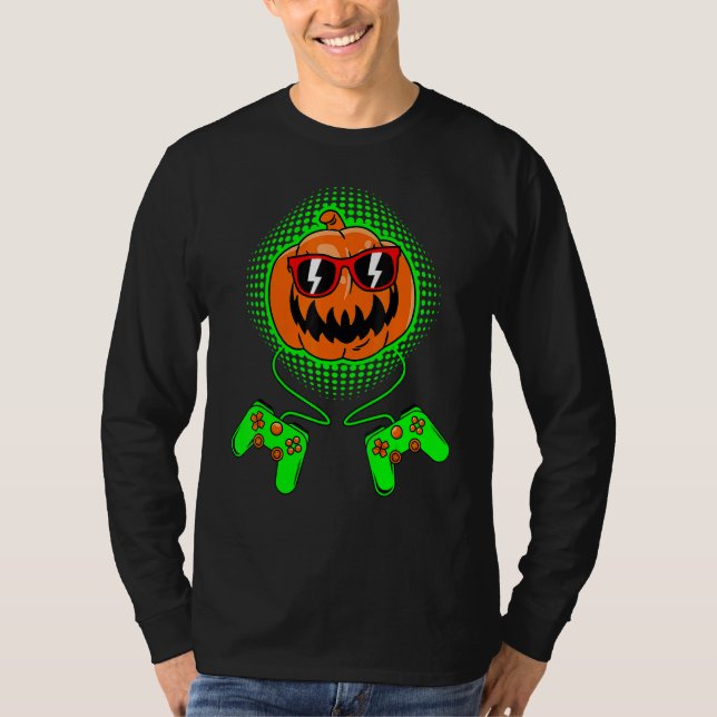Gamer Halloween Jackolantern Scary Gaming Boys Kid T-Shirt (Front)