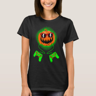Gamer Halloween Jackolantern Scary Gaming Boys Kid T-Shirt
