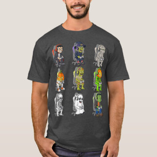 Gamer Halloween Skeleton Vampire Gaming Mummy Boys T-Shirt