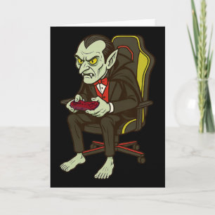 Gamer Halloween Vampire Scary Gaming Video Game Bo Card