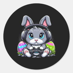 Gamer Happy Easter Day Bunny Egg Funny Boys Girls  Classic Round Sticker