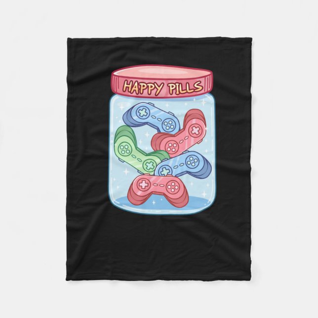 Gamer Happy Pills Sticker  Fleece Blanket (Front)
