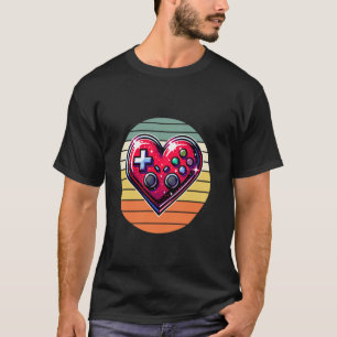 Gamer Heart Design Gaming Controller Love - Retro T-Shirt