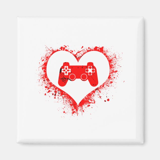 Gamer Heart Valentines Day Video Games Boys Kids T Magnet (Front)