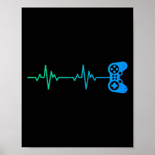 Gamer Heartbeat Cool Video Game Controller For Ner Poster