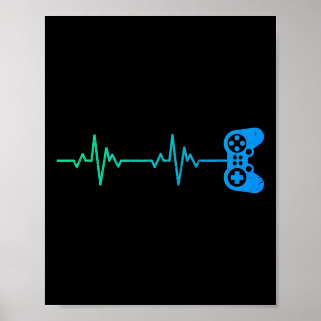 Gamer Heartbeat Cool Video Game Controller For Ner Poster (Front)