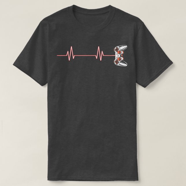 Gamer Heartbeat Cool Video Game Controller for Ner T-Shirt (Design Front)