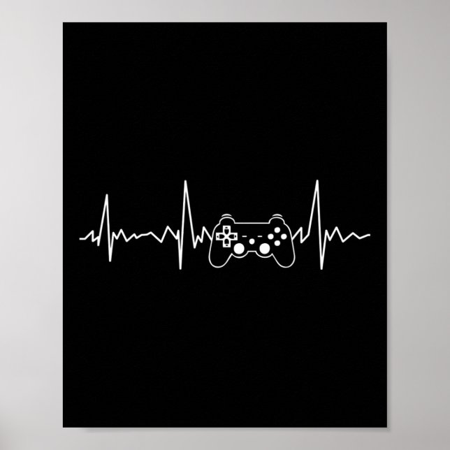 Gamer Heartbeat Funny Video Game Gift Boys Men Gam Poster (Front)