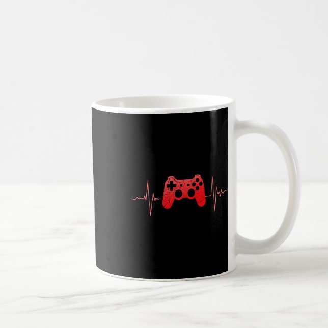 Gamer Heartbeat Pulse Video Game Controller Gaming Coffee Mug (Right)