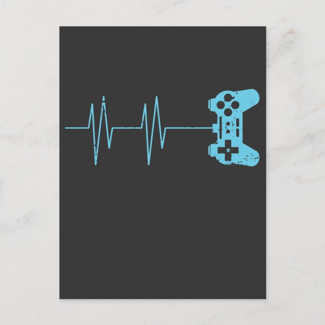 Gamer Heartbeat T-Shirt Video Game Lover Gift Postcard (Front)