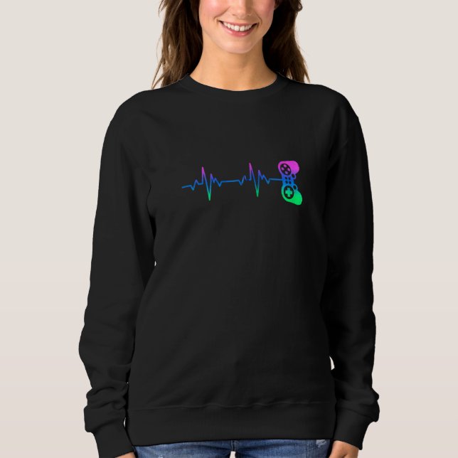 Gamer Heartbeat Video Game Controller Nerdy Gamer Sweatshirt (Front)
