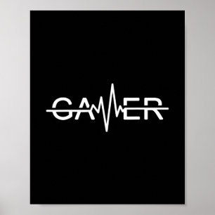 Gamer Heartbeat Video Games Graphic Poster