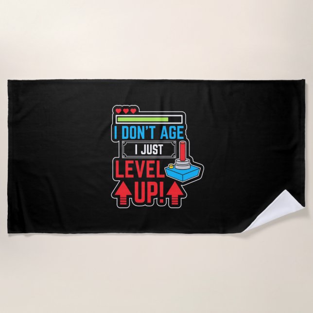 Gamer I Just Level Up Beach Towel (Front)