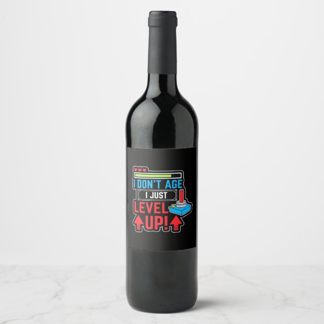 Gamer I Just Level Up Wine Label (Front)