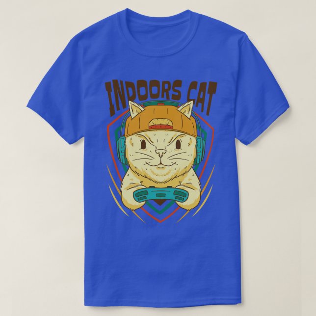 Gamer Indoors Cat T-Shirt (Design Front)