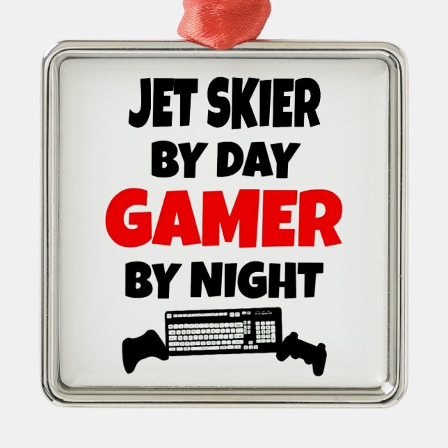 Gamer Jet Skier Metal Tree Decoration (Front)