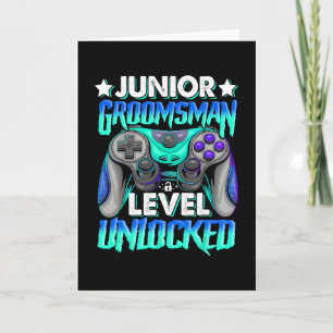 Gamer Junior Groomsman Level Unlocked Video Gaming Card