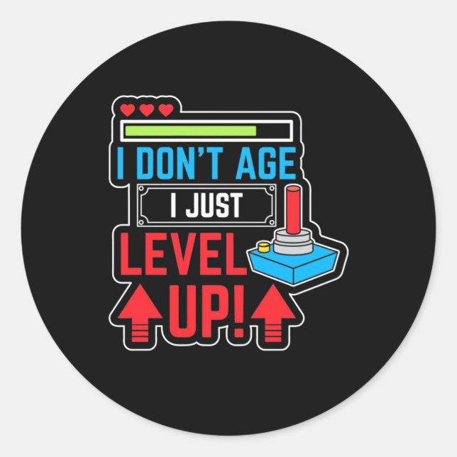 Gamer Just Level Up Classic Round Sticker (Front)