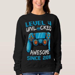 Gamer Kid Birthday  Level 4 Unlocked Awesome Since Sweatshirt