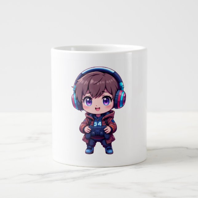 Gamer Kid Mug with Headphones and PlayStation Cont (Front)