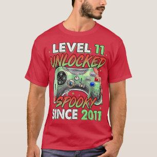 Gamer Level 11 Unlocked 11th Birthday Spooky Since T-Shirt