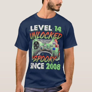 Gamer Level 14 Unlocked 14th Birthday Spooky Since T-Shirt