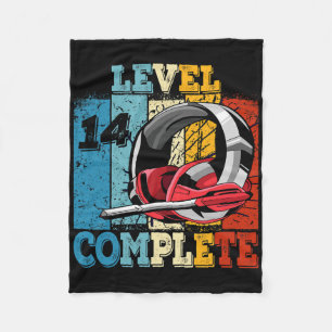 Gamer Level 14 Unlocked Complete Gaming Controller Fleece Blanket