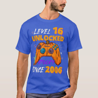 Gamer Level 16 Unlocked 16th Birthday Spooky Since T-Shirt