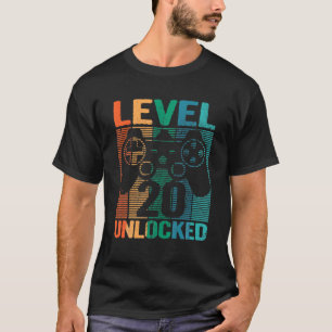 Gamer Level 20 Unlocked 20th Birthday Video Game b T-Shirt