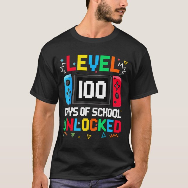 Gamer Level Unlocked 100 Days Of School Student Bo T-Shirt (Front)