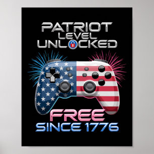 Gamer Level Unlocked Patriot 4th Of July Gaming In Poster
