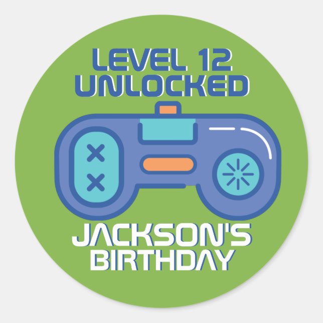 Gamer Level Unlocked Video Games Boy Birthday Classic Round Sticker (Front)
