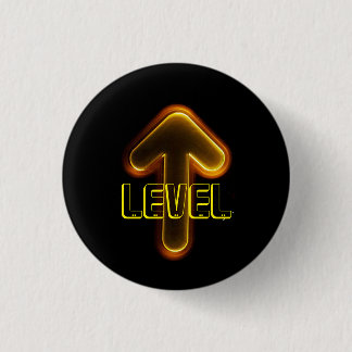GAMER LEVEL UP ARROW ORANGE 3 CM ROUND BADGE