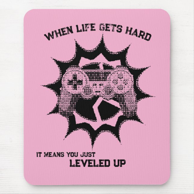 Gamer Levelled Up Quote Mouse Pad (Front)