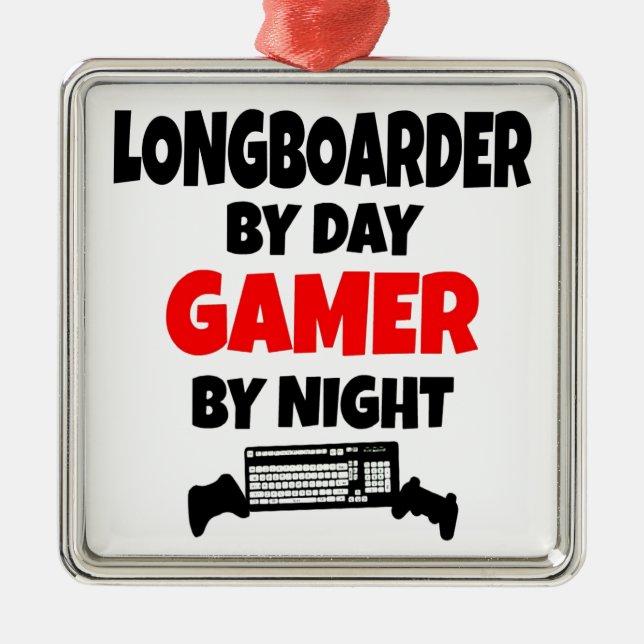 Gamer Longboarder Metal Tree Decoration (Front)