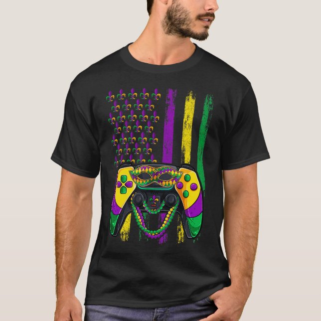 Gamer Mardi Gras Beads Shirt (Front)
